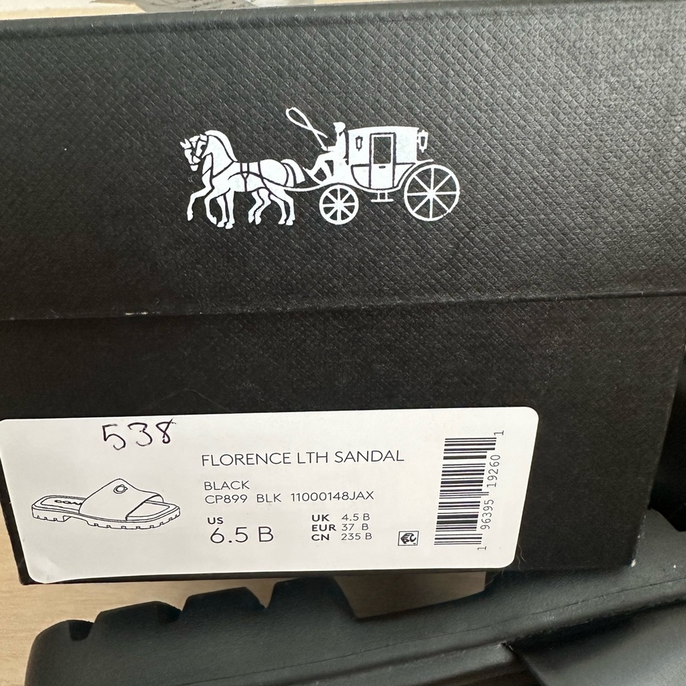 Coach Black Florence Leather Slide Sandal - Picture 2 of 4